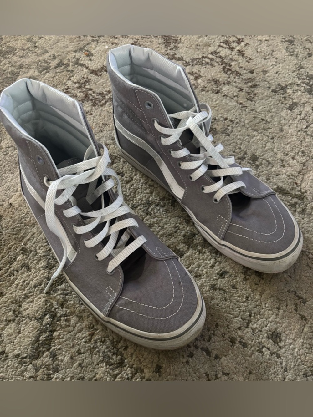 Vans High-Top Canvas Sneakers in Gray and White